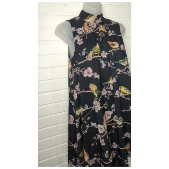 Ted Baker - Black w/ Bird & Floral Print Detail Dress Sz 0 - Picture 3 of 10